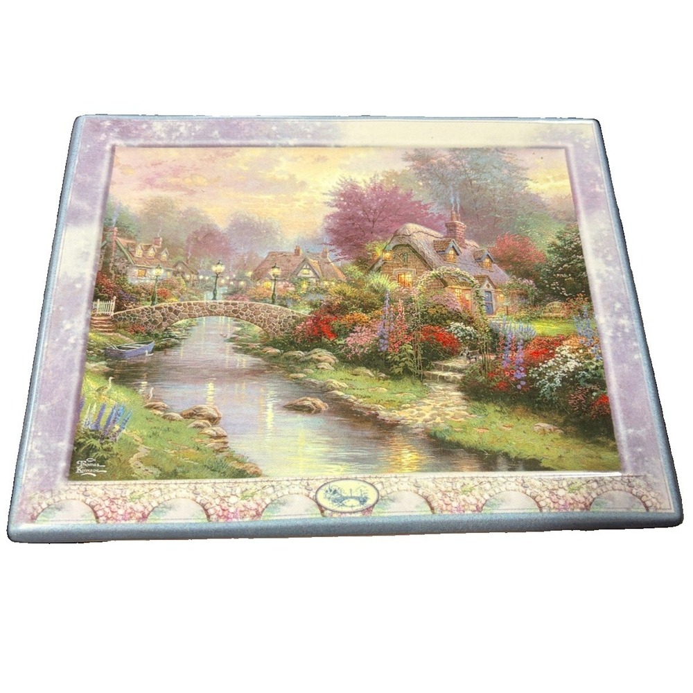Thomas Kinkade Lamplight Bridge Plate Bridges of Life Bradford Exchange 1999